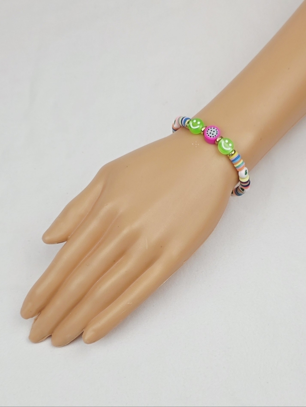Handmade Clay Bead Multi Color Smiley Face Fruit Bracelet